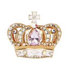 Gold plated 3D crown magnet with colourful faux gems