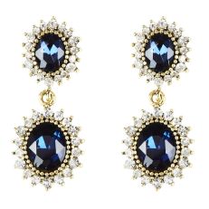 Double Crystal Sapphire Drop Stud Earrings
