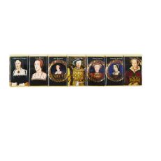 A set of seven, individually wrapped Henry VIII and six wives mint and dark chocolate slims.