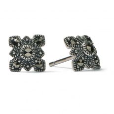 Marcasite cross silver stud earrings