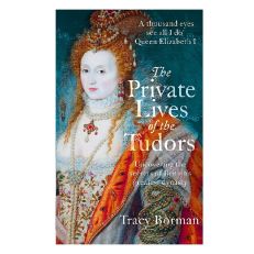 Aqua book cover with white text displaying bust of Queen Elizabeth I