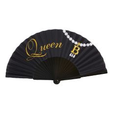 Anne Boleyn Queen 'B' initial black luxury folding hand fan