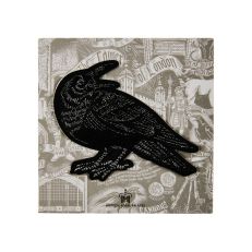 Black and silver raven iron on patch
