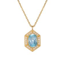 Royal Hexagon Blue Topaz Gold Necklace