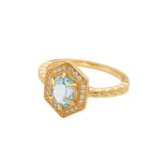 Royal Hexagon Blue Topaz Gold Ring