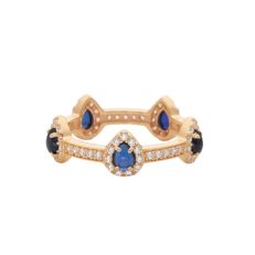 Sapphire Pear Drop Gold Stacking Ring