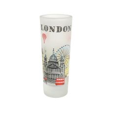 Shot glass with illustrations of London landmarks