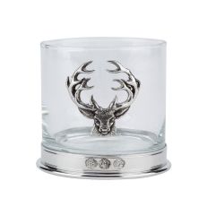 Pewter whisky glass with stag head