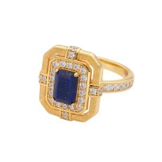  Tudor Square Lapis Stone Gold Ring