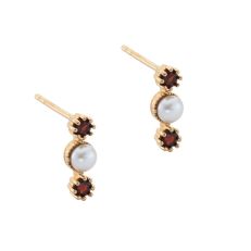Victoria Pearl Garnet Star Gold Earrings