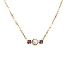 Victoria Pearl Garnet Star Gold Necklace 