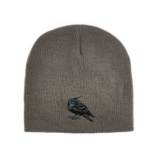 Grey beanie with black raven