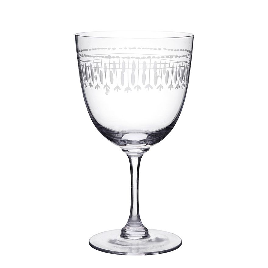 Vintage style engraved ovals wine glasses set of 6