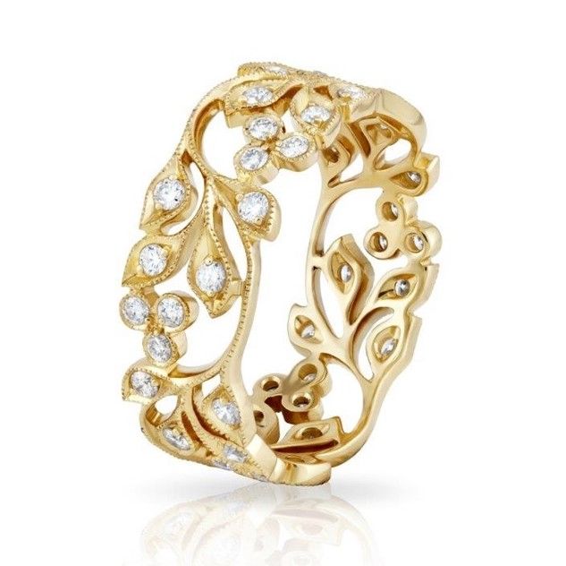 Gold leaf ring with diamonds discount