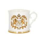 White china tankard with gold Kensington Palace crest