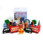 Traditional children's wooden Little London 22 piece play set unpacked