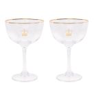 Crown Gold Rim Champagne Saucers, Set of 2 