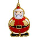 A fabric hanging decoration of Father Christmas in his red outfit trimmed with red fur