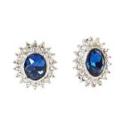 Faux sapphire Clip on Earrings Inspired By Diana, Princess of Wales Style