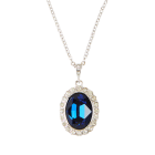 Faux Sapphire Pendant Inspired By Diana, Princess of Wales Style