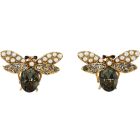 Gold plated crystal and pearl bee stud earrings