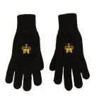 Historic Royal Palaces Logo Embroidered Gloves - A black, woolly pair of gloves featuring a gold crown in the centre.