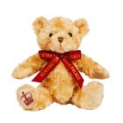 Kensington Palace Bear 20cm - A light brown bear wearing a burgundy ribbon with 'Kensington Palace' written in gold.  A burgundy crown is embroidered on one foot.