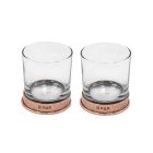 Copper plated pewter and glass tumbler set