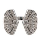 Sterling silver cubic zirconia adjustable open fan ring