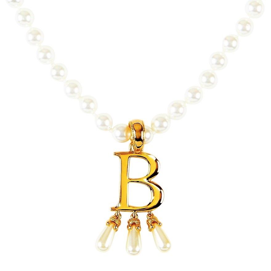 Anne Boleyn 'B' Initial Pearl and Gold Necklace