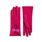 Pair of pink suede gloves with embroidery detail