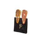 Orange and red jewelled hair clips in leaf design