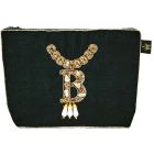 'B' Necklace Embellished Velvet Purse