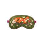 Pink and green velvet eye mask with orange fox motif