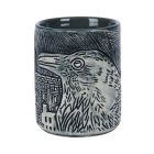 Black mug with sculpted raven and Tower of London images