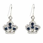 Blue crystal crown drop earrings