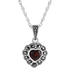 Garnet & Marcasite Heart Pendant