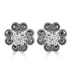 Flower Marcasite Earrings with Cubic Zirconia