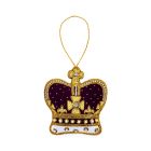 Gold embroidered and red velvet fabric crown hanging decoration