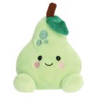 Plush green pear soft toy with face