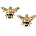 Gold plated bejewelled pearl bee stud earrings