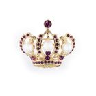 Pearl and amethyst silver crown brooch