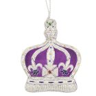 Crown of India tree decoration - purple velour with silver metal embroidery and coloured gems