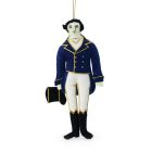 Mr Darcy hanging luxury literary character decoration wearing blue tail coat and carrying top hat