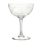 Vintage style fern engraved glass champagne saucers, set of 2
