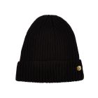 Black beanie with gold badge