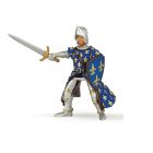 Children's toy knight figurine in blue and gold