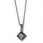 Cubic zirconia and marcasite square silver pendant