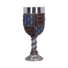 A goblet featuring the Royal Arms and a Gothic pattern base