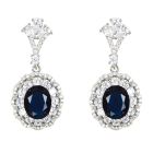 Oval sapphire and crystal drop stud earrings